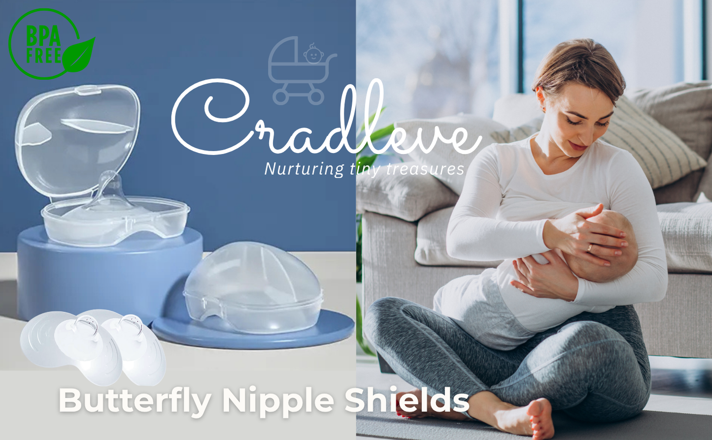 CRADLEVE Butterfly Silicone Nipple Shield with Storage Case | BPA, PVC, LatexFree