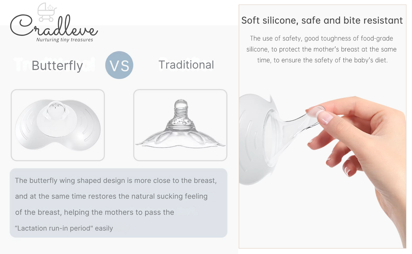 CRADLEVE Butterfly Silicone Nipple Shield with Storage Case | BPA, PVC, LatexFree