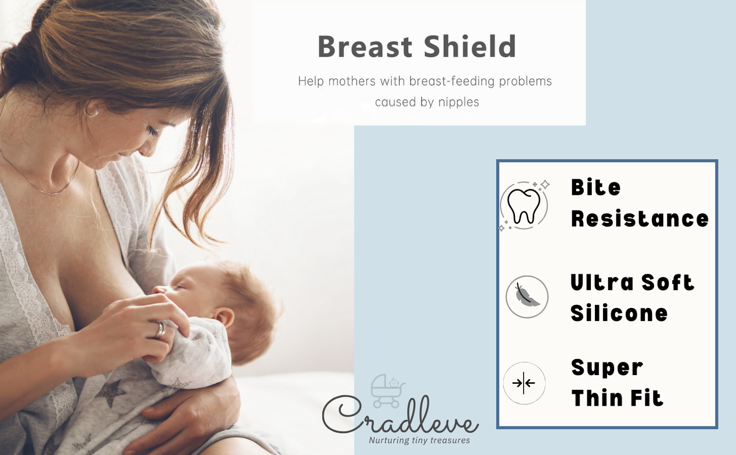 CRADLEVE Butterfly Silicone Nipple Shield with Storage Case | BPA, PVC, LatexFree