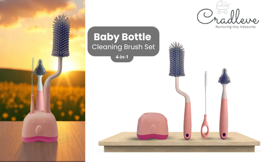 CRADLEVE 4IN1 Whirlpool Baby Bottle Cleaning Brush Set (Pink)