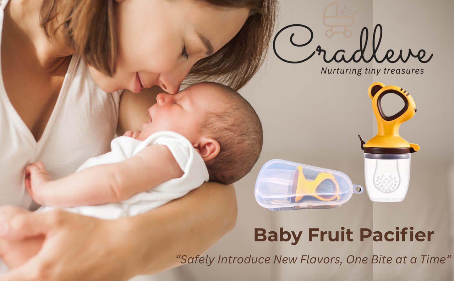 CRADLEVE Baby Fruit/Food Pacifier with PP case (Pink)