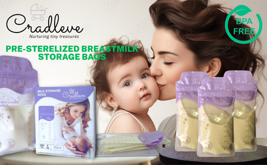 CRADLEVE Breast Milk Storage Bags (Pack of 25), 100% BPA-free