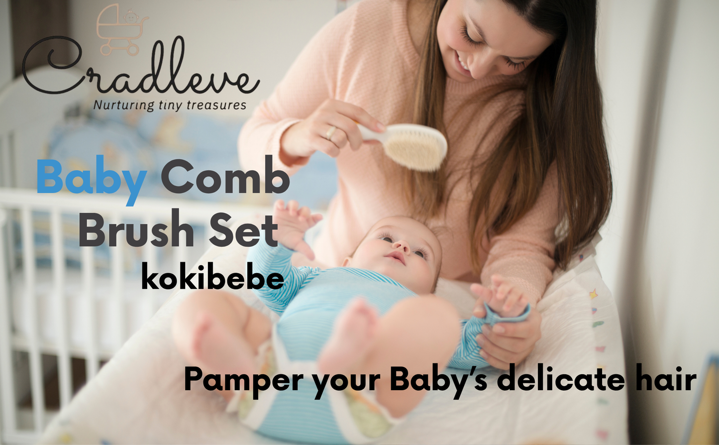 CRADLEVE Kokibebe Baby Comb and Brush Set (Pink)