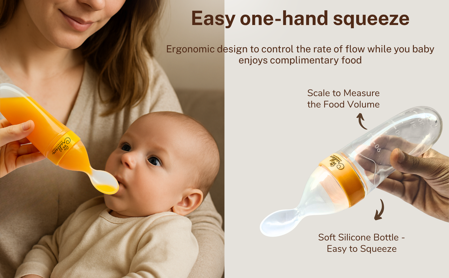 CRADLEVE EasyFeed Silicone Food Feeder for 4M+ Baby (Yellow)