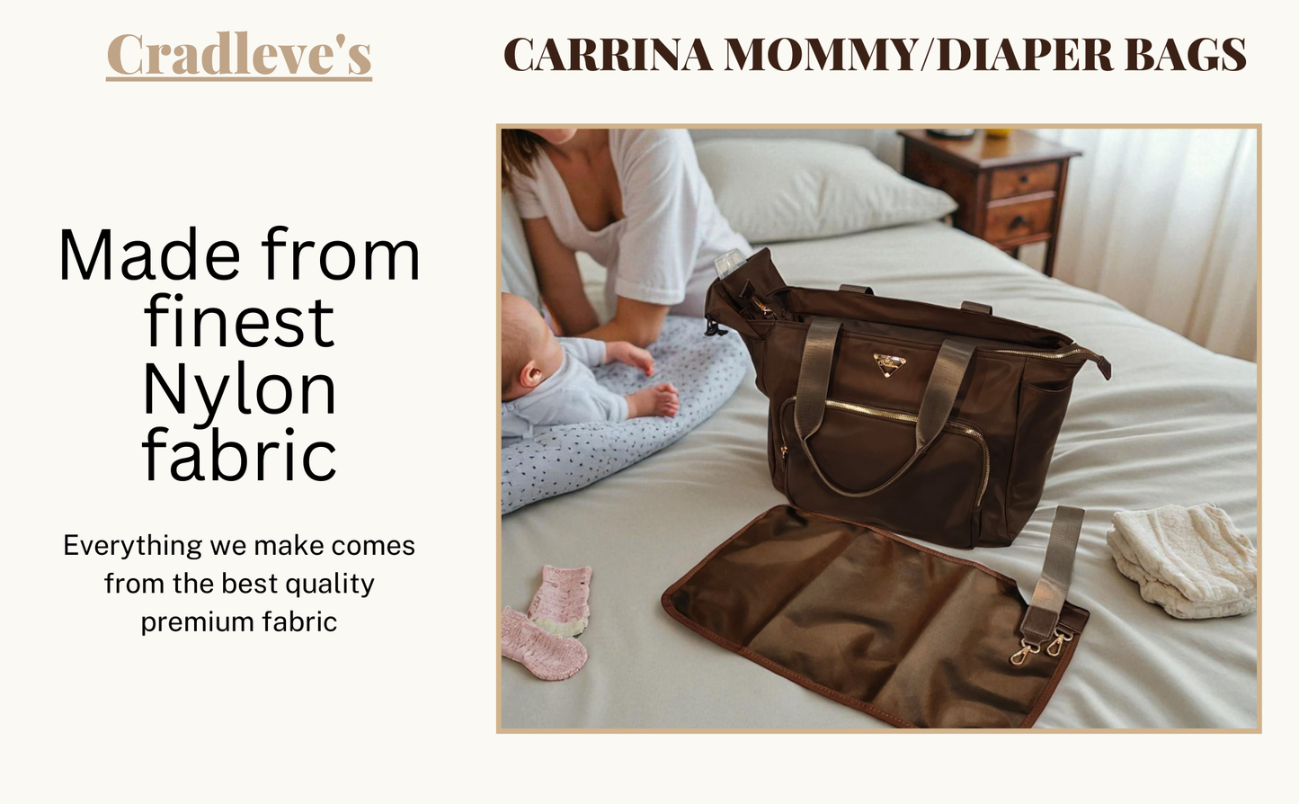 Cradleve CARRINA designer Diaper Bag for Moms (Black)