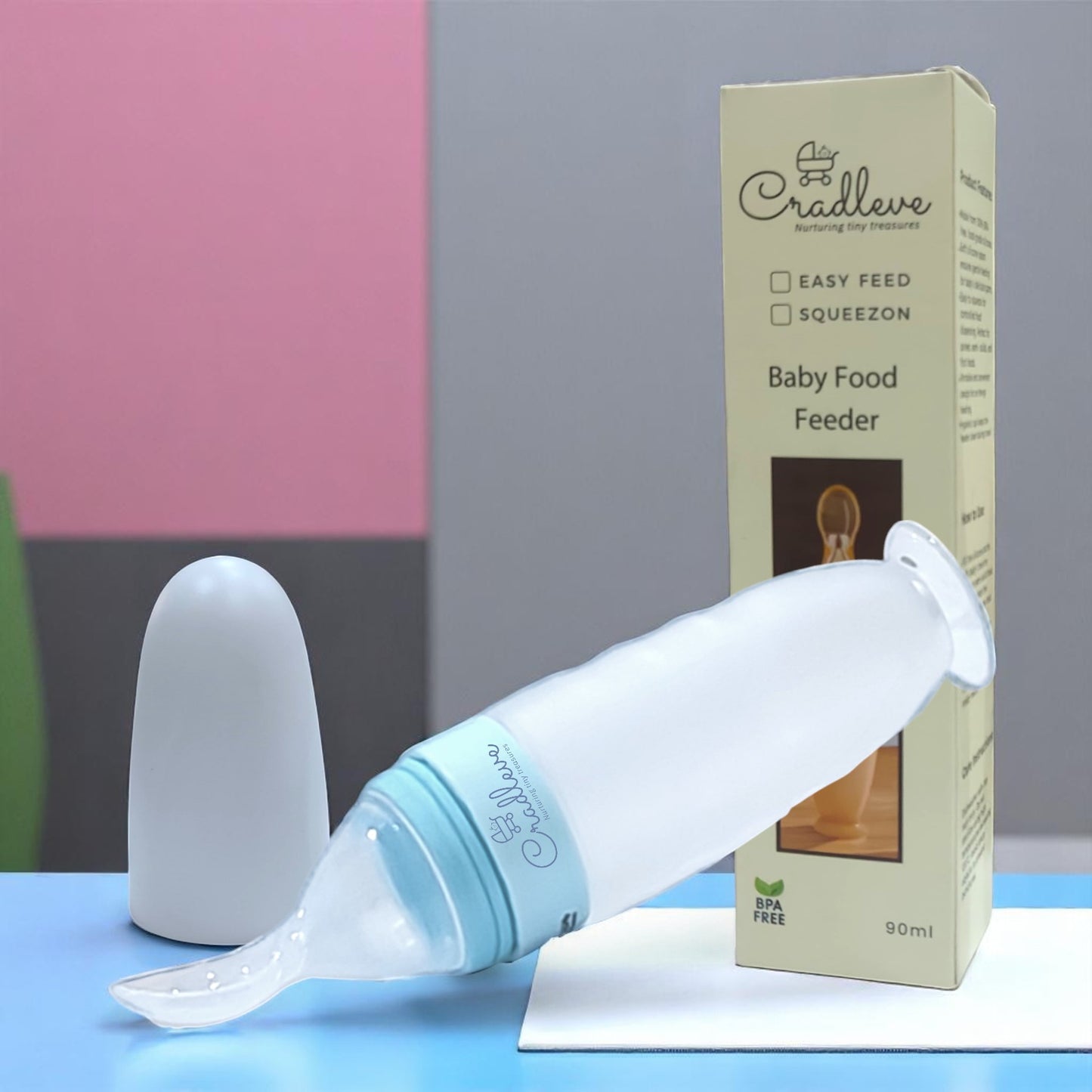 CRADLEVE Squeezon Baby Food Feeder (90ml) (Blue)