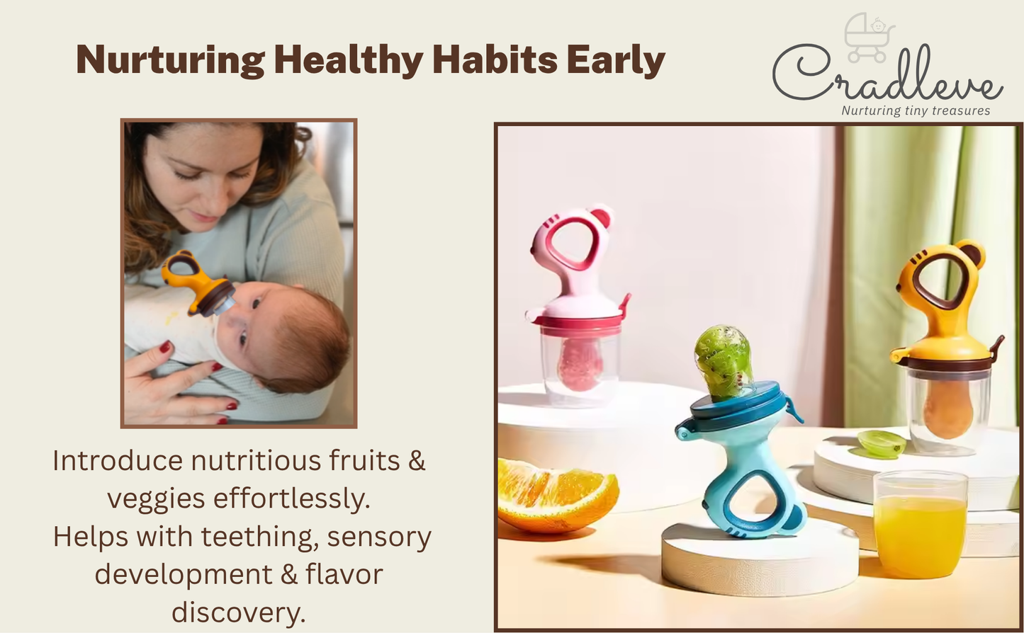 CRADLEVE Baby Fruit/Food Pacifier with PP case (Pink)