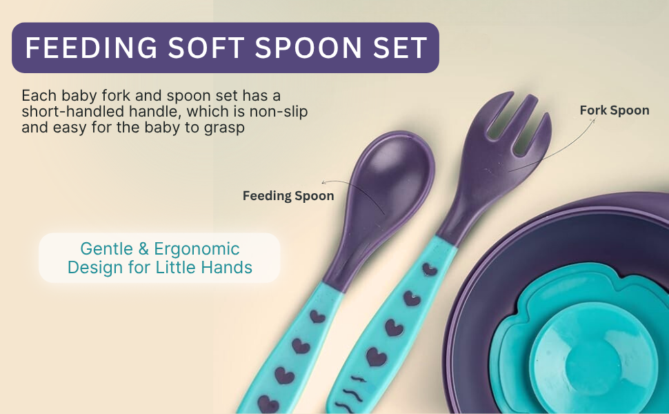 Cradleve Compact 3in1 Baby Feeding Bowl Set with Lid, Spoon & Fork (Blue)