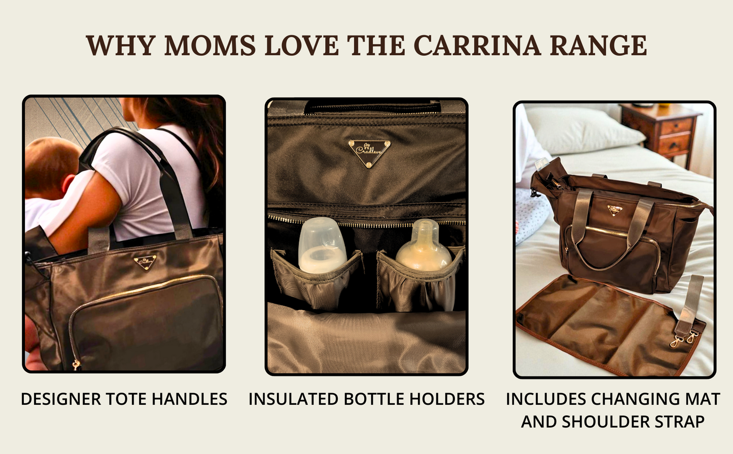 Cradleve CARRINA designer Diaper Bag for Moms (Brown)