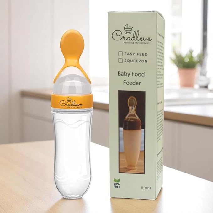 CRADLEVE EasyFeed Silicone Food Feeder for 4M+ Baby (Yellow)