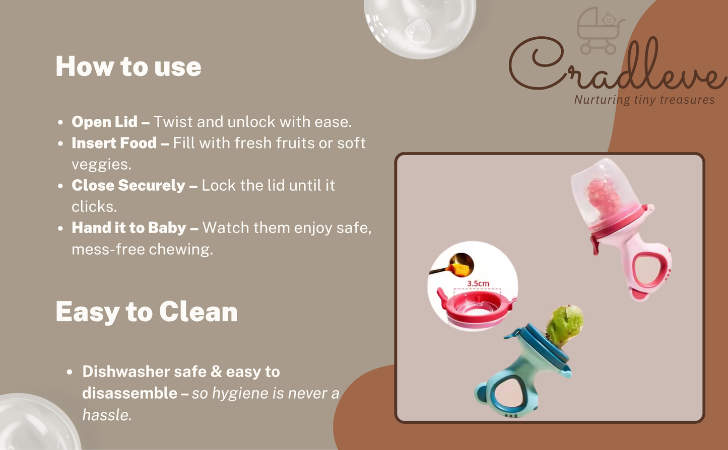 CRADLEVE Baby Fruit/Food Pacifier with PP case (Pink)