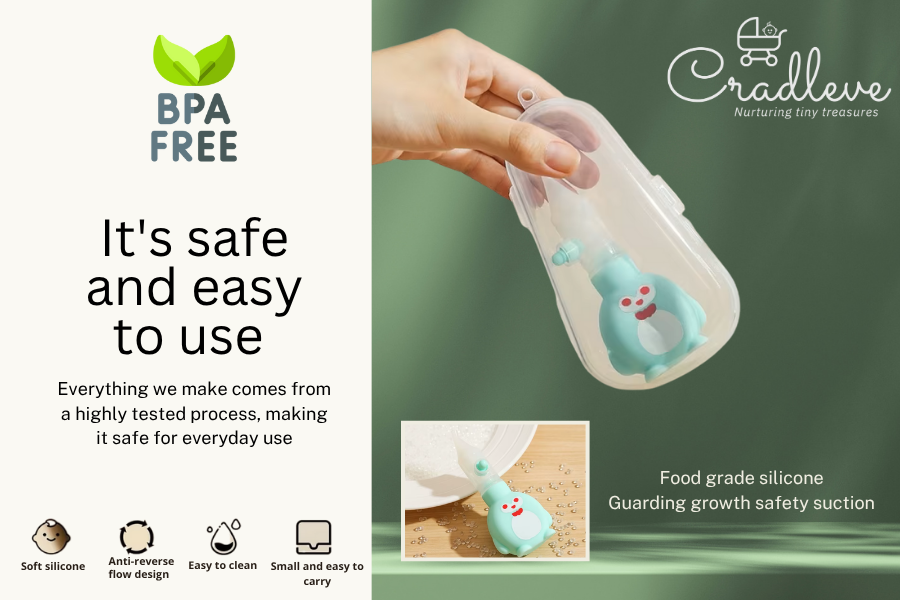 CRADLEVE Anti-Reflux Nasal Aspirator for Baby with Case (Green)