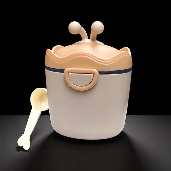 CRADLEVE Baby Milk Powder Storage Box with Spoon and Leveler (Beige)