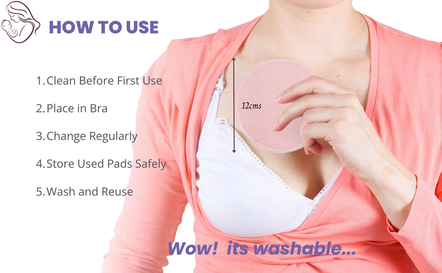 CRADLEVE Natural Washable Nursing Pads with Laundry Bag
