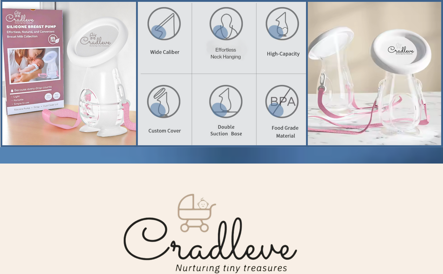 CRADLEVE Silicone Breast Milk Collector with Suction Base, Dust Proof Cap 5oz/150ml