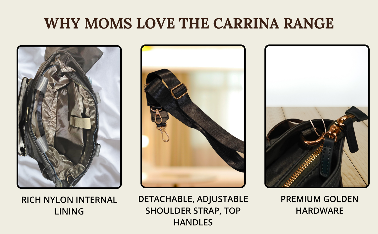 Cradleve CARRINA designer Diaper Bag for Moms (Black)