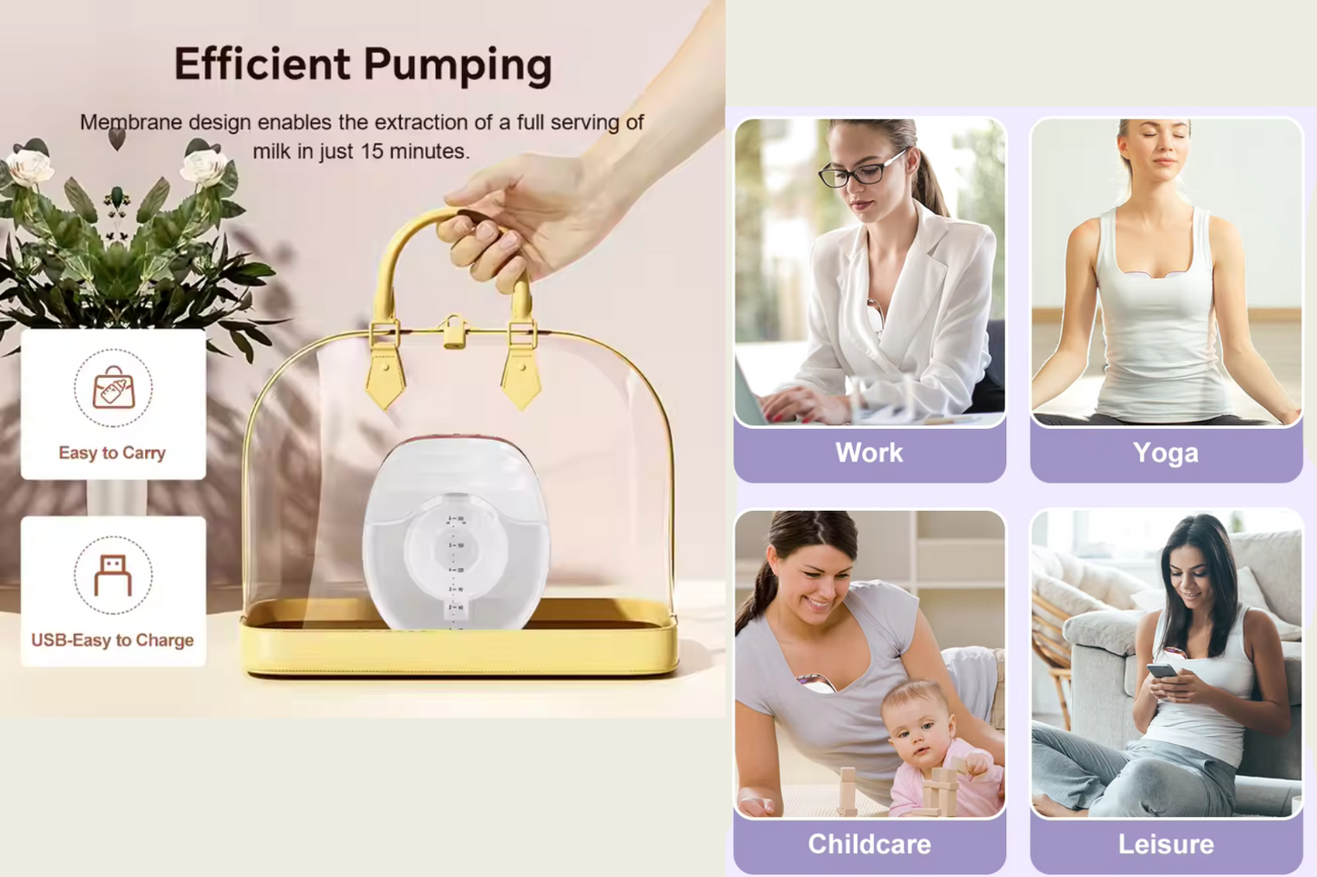 Cradleve wearable electric breast pump for Nursing Mothers | Anti Backflow, Hands-Free, BPA Free.