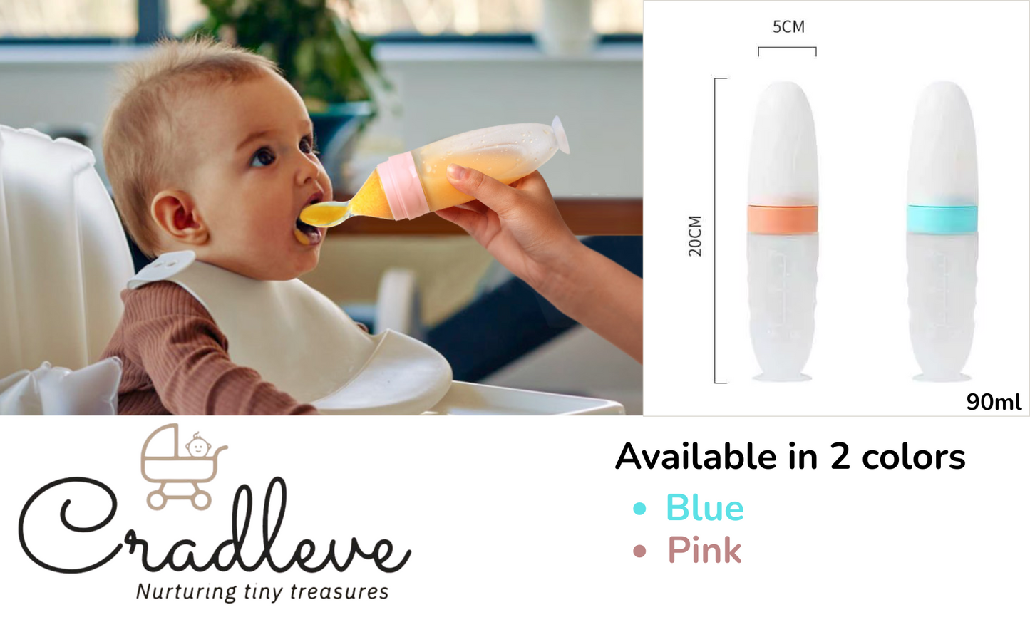 CRADLEVE Squeezon Baby Food Feeder (90ml) (Blue)
