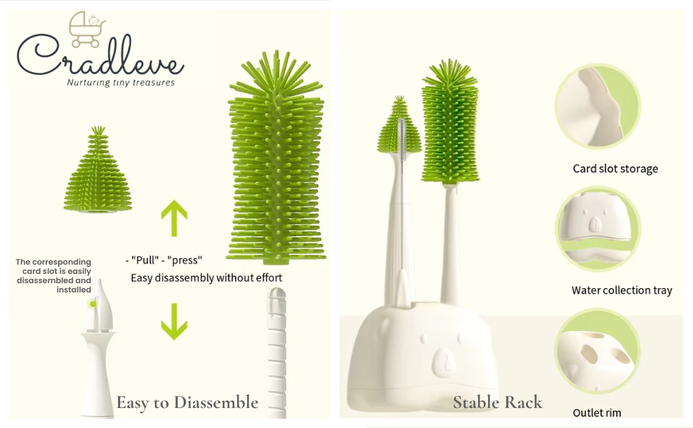 CRADLEVE 4IN1 Elegant Baby Bottle Cleaning Brush Set