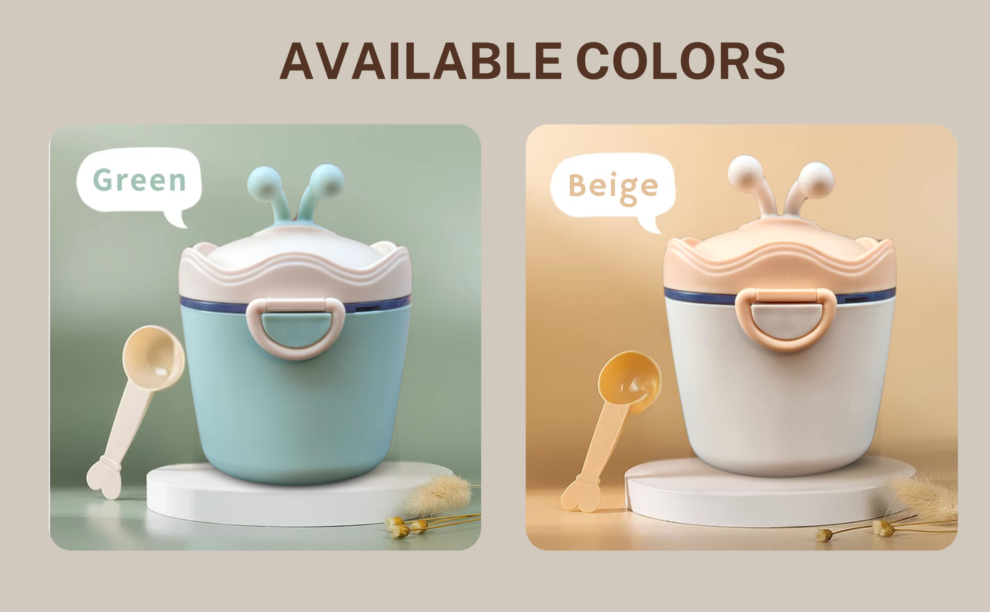 CRADLEVE Baby Milk Powder Storage Box with Spoon and Leveler (Beige)