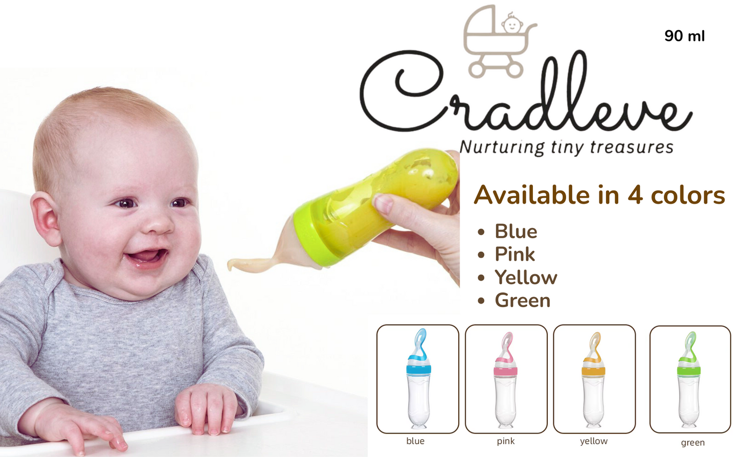 CRADLEVE EasyFeed Silicone Food Feeder for 4M+ Baby (Yellow)