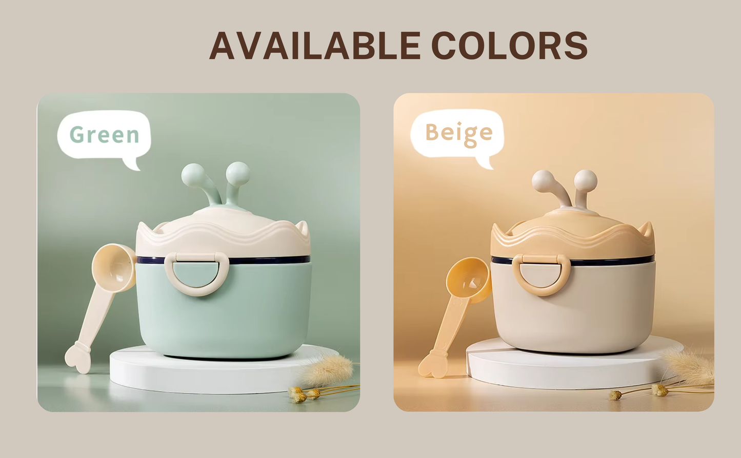 CRADLEVE Baby Milk Powder Storage Box with Spoon and Leveler (Beige)