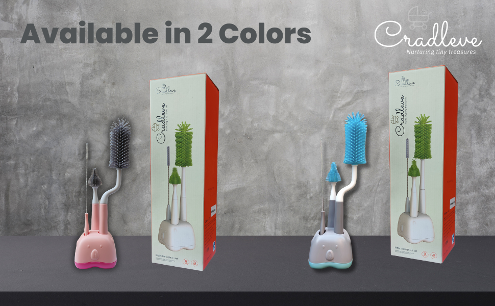 CRADLEVE 4IN1 Whirlpool Baby Bottle Cleaning Brush Set (Gray)