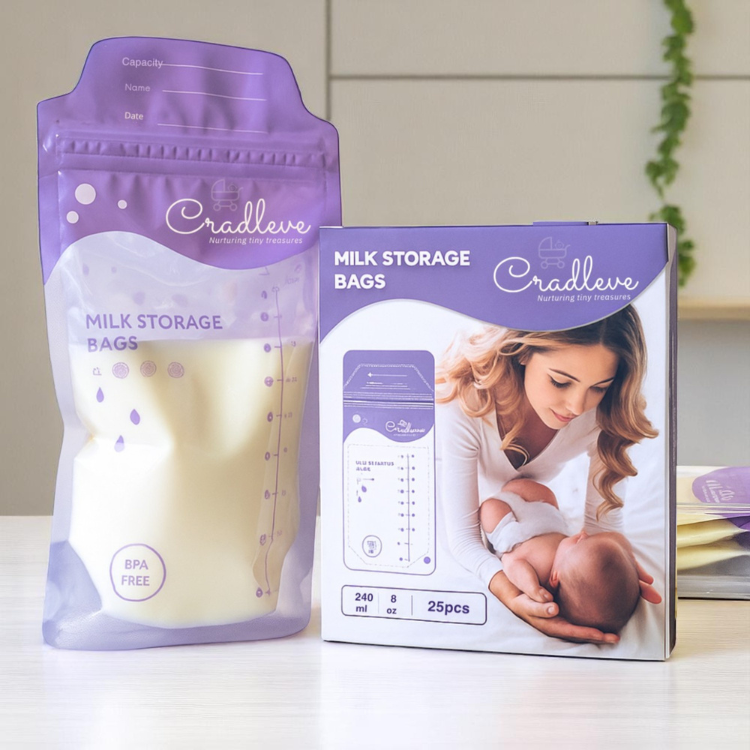 CRADLEVE Breast Milk Storage Bags (Pack of 25), 100% BPA-free