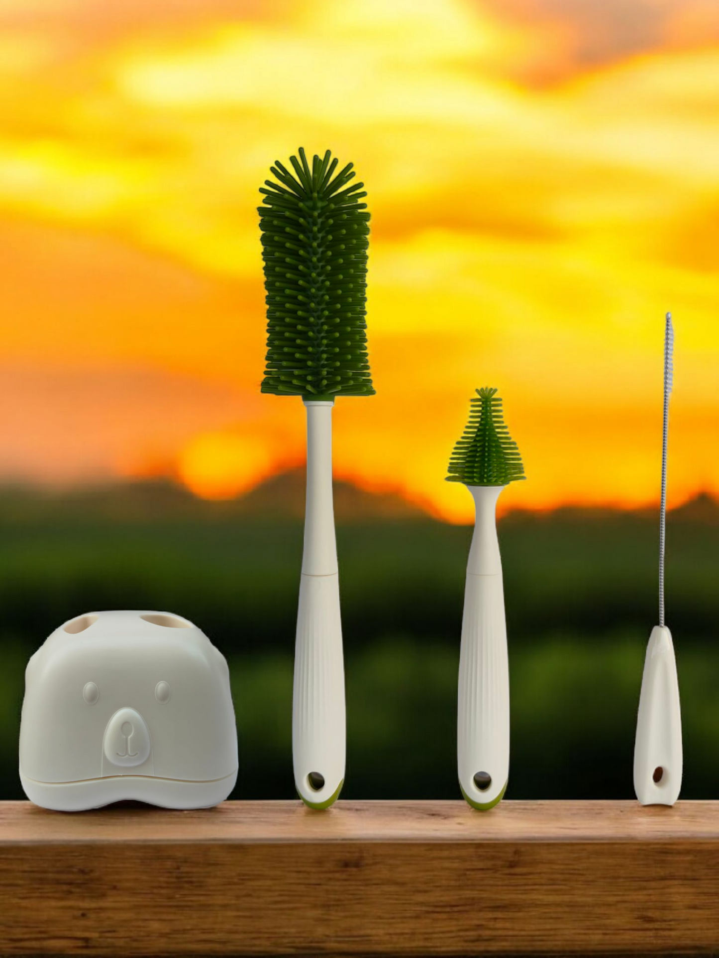 CRADLEVE 3IN1 Elegant Baby Bottle Cleaning Brush Set | Rotatable, Feeding Bottle Nipple & Straw Cleaner Set