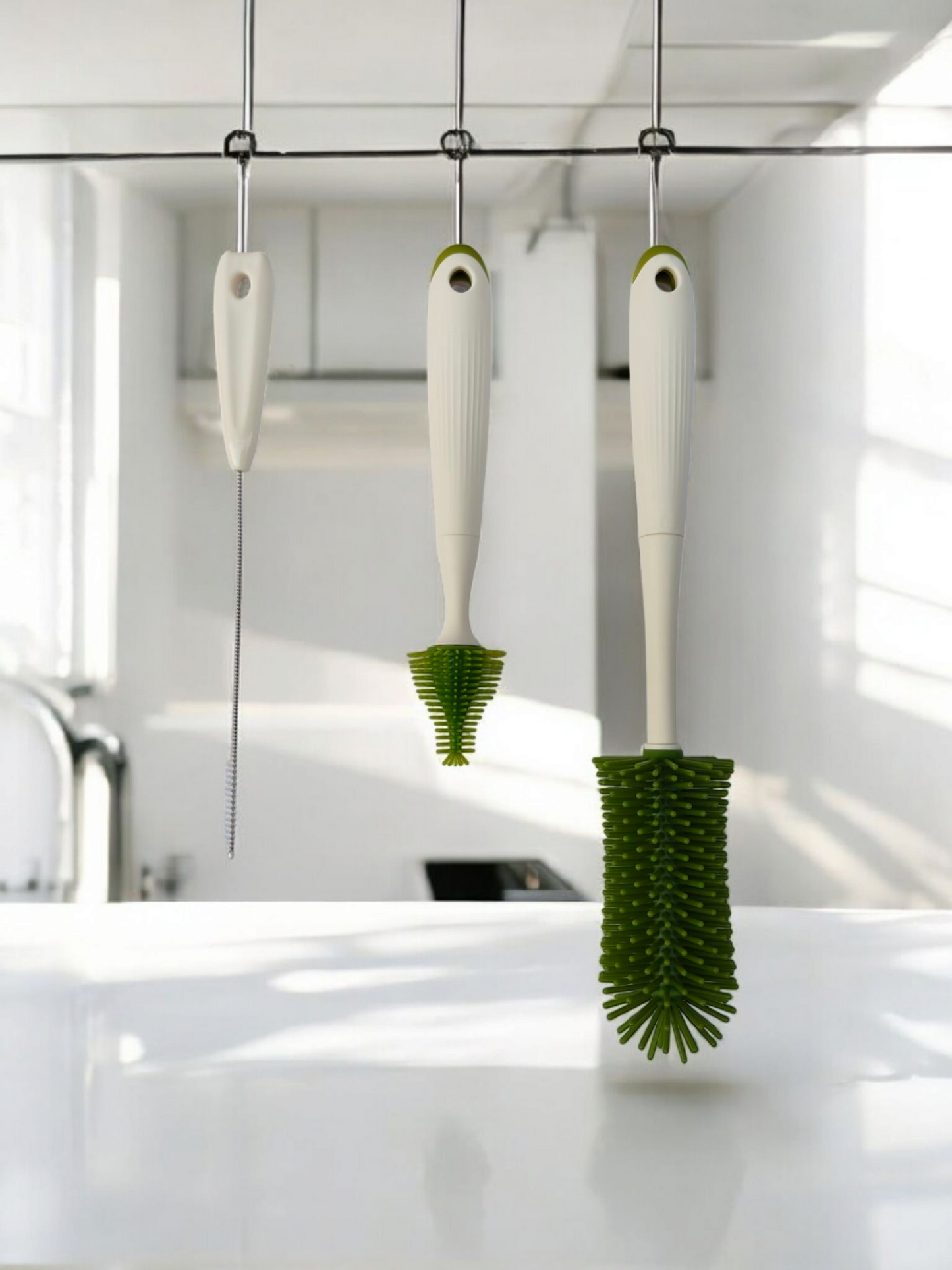 CRADLEVE 3IN1 Elegant Baby Bottle Cleaning Brush Set | Rotatable, Feeding Bottle Nipple & Straw Cleaner Set