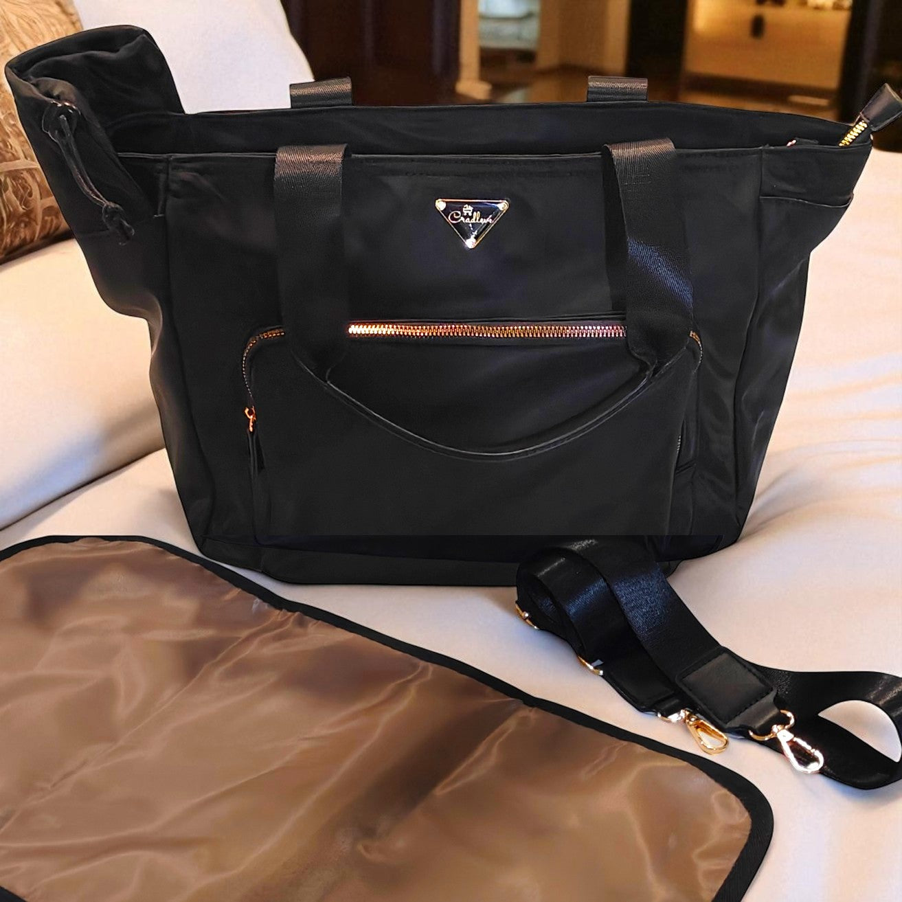 Cradleve CARRINA designer Diaper Bag for Moms (Black)