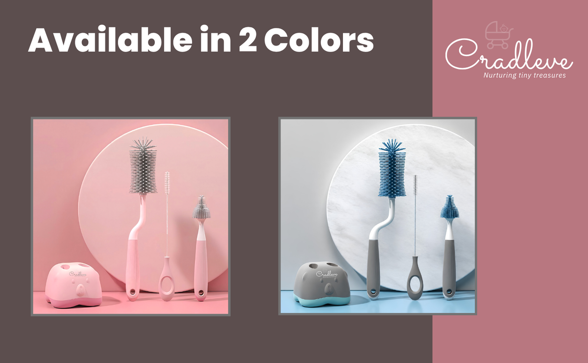 CRADLEVE 4IN1 Whirlpool Baby Bottle Cleaning Brush Set (Gray)