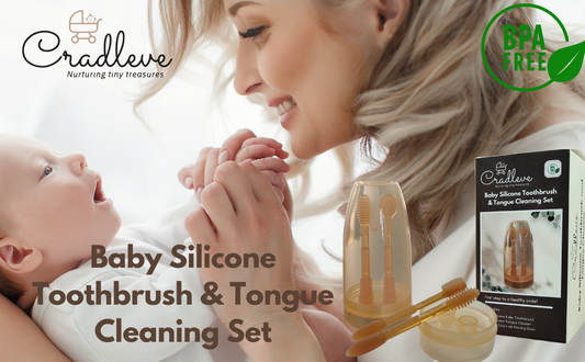 CRADLEVE Silicone Baby Toothbrush & Tongue cleaner with PP case