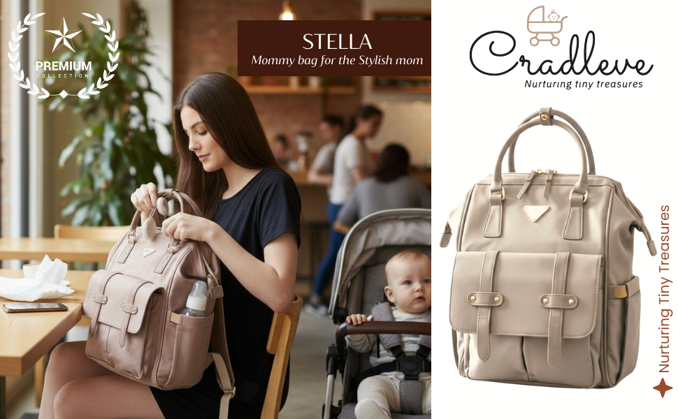Cradleve STELLA – Premium Sustainable Diaper Bag for Modern Parents | Sleek, Spacious & Waterproof (Midnight Blue) - Cradleve