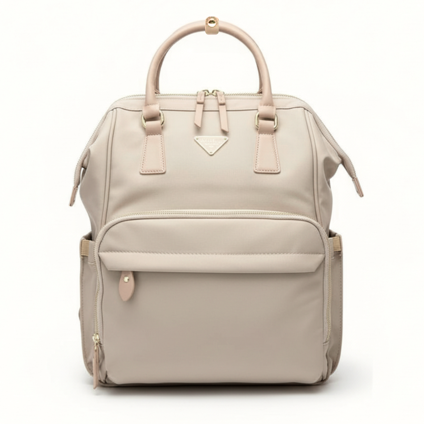 Cradleve Essentia Diaper Bag for Moms | Stylish & Spacious Mommy Bag with Insulated Bottle Pockets | Waterproof Recycled Nylon | Backpack, Tote & Stroller Bag (Royal Beige) - Cradleve
