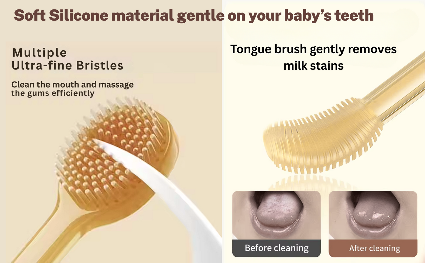 CRADLEVE Silicone Baby Toothbrush & Tongue cleaner with PP case
