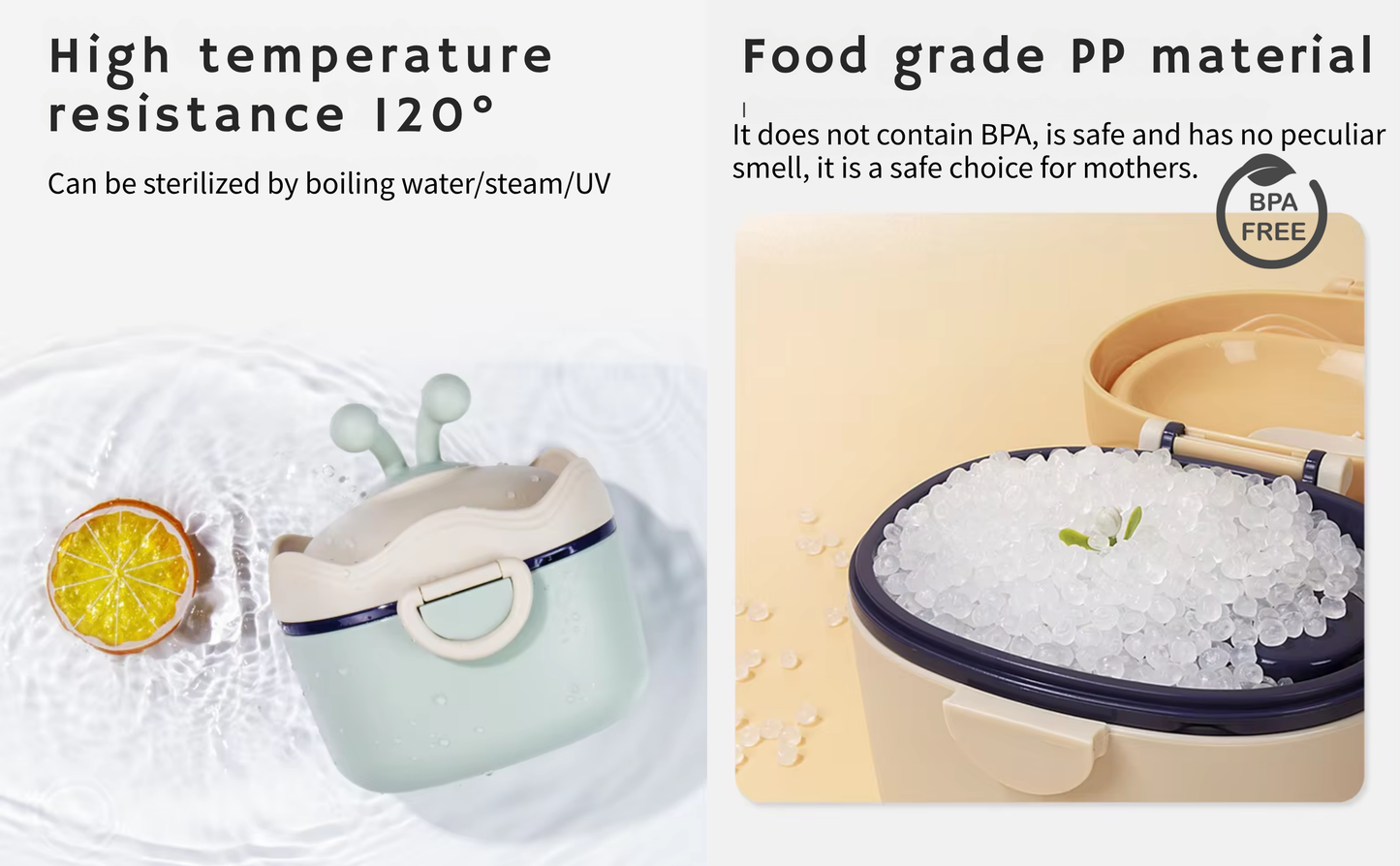 CRADLEVE Baby Milk Powder Storage Box with Spoon and Leveler (Green)