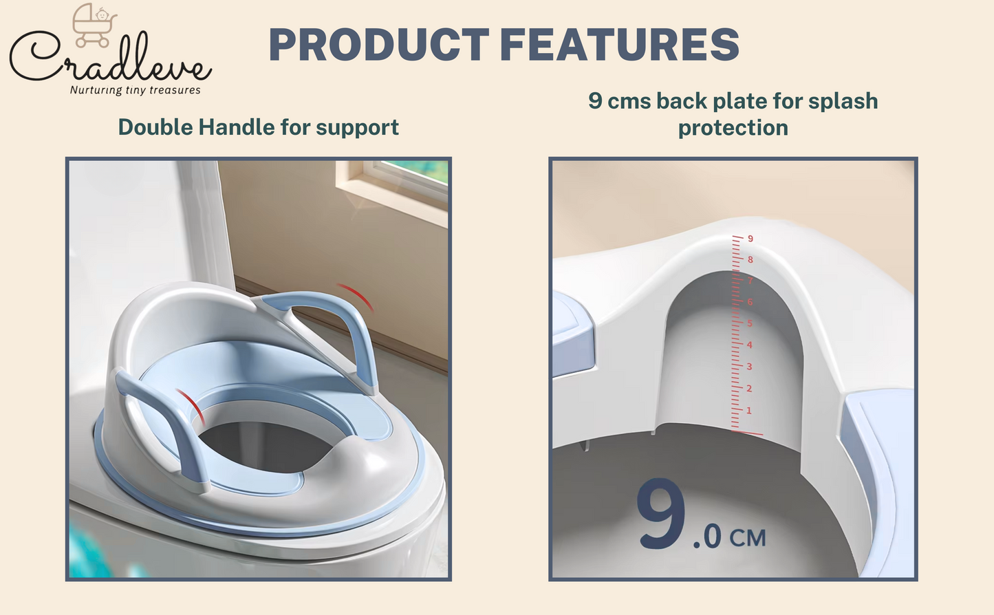 CRADLEVE Lilseat Baby Potty Training Toilet Seat with Handles 0-8 Yrs (White)