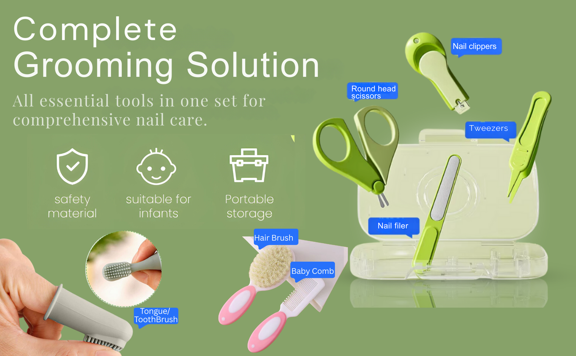 CRADLEVE 7In1 Baby Grooming Set for New Born Baby - Cradleve