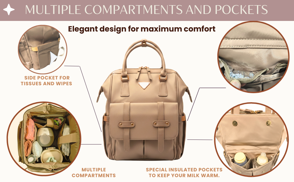 Cradleve STELLA – Premium Sustainable Diaper Bag for Modern Parents | Sleek, Spacious & Waterproof (Candy Pink) - Cradleve