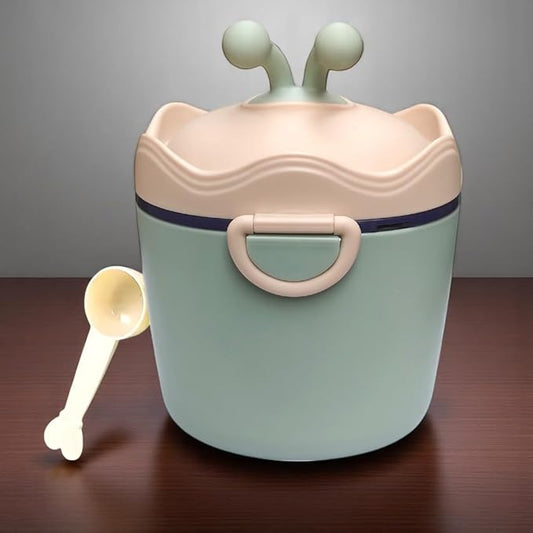 CRADLEVE Baby Milk Powder Storage Box with Spoon and Leveler (Green)