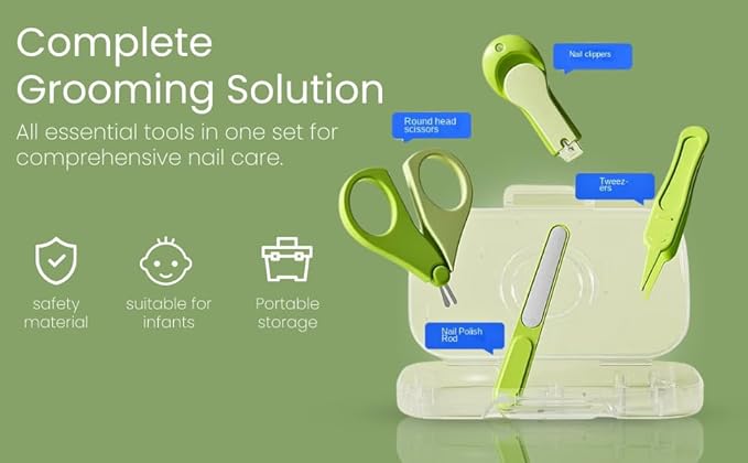CRADLEVE 4-in-1 Baby Nail Clipper Set (Green)