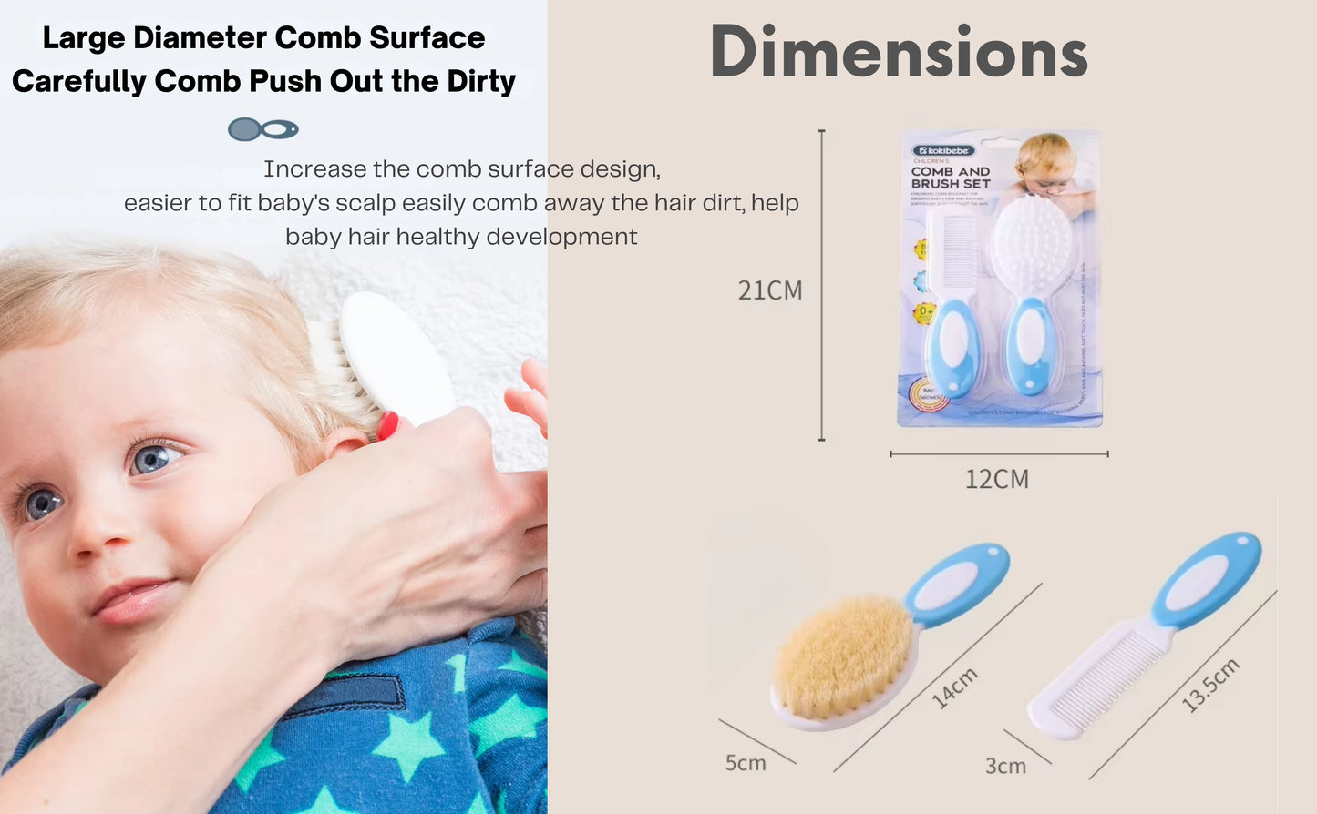 CRADLEVE Kokibebe Baby Comb and Brush Set (Pink)