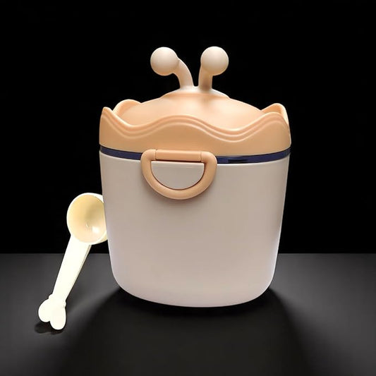 CRADLEVE Baby Milk Powder Storage Box with Spoon and Leveler (Beige)