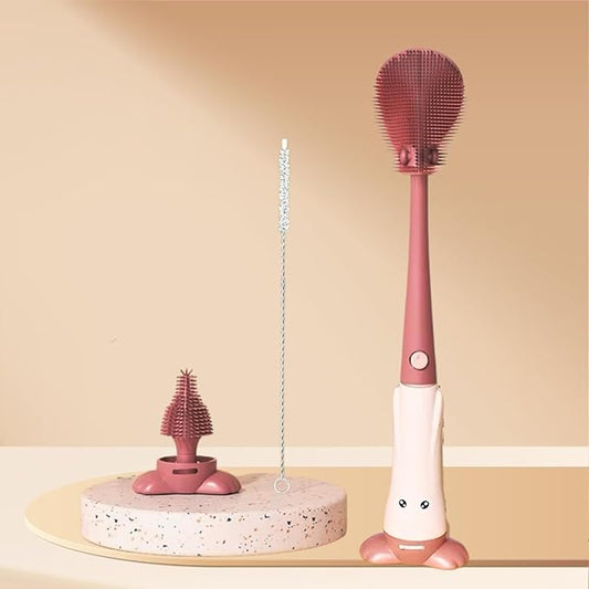 CRADLEVE Smart Scrub 3-in-1 Baby Bottle Cleaning Brush Set (Red)