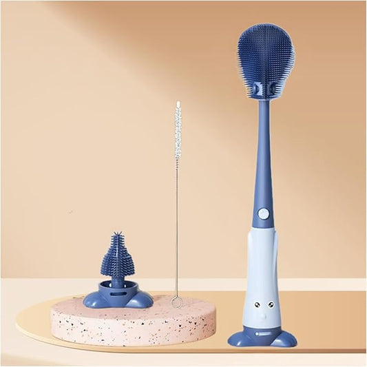 CRADLEVE Smart Scrub 3-in-1 Baby Bottle Cleaning Brush Set (Blue)