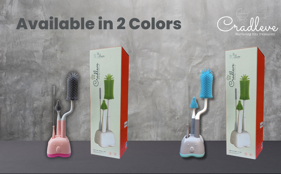 CRADLEVE 4IN1 Whirlpool Baby Bottle Cleaning Brush Set (Pink)