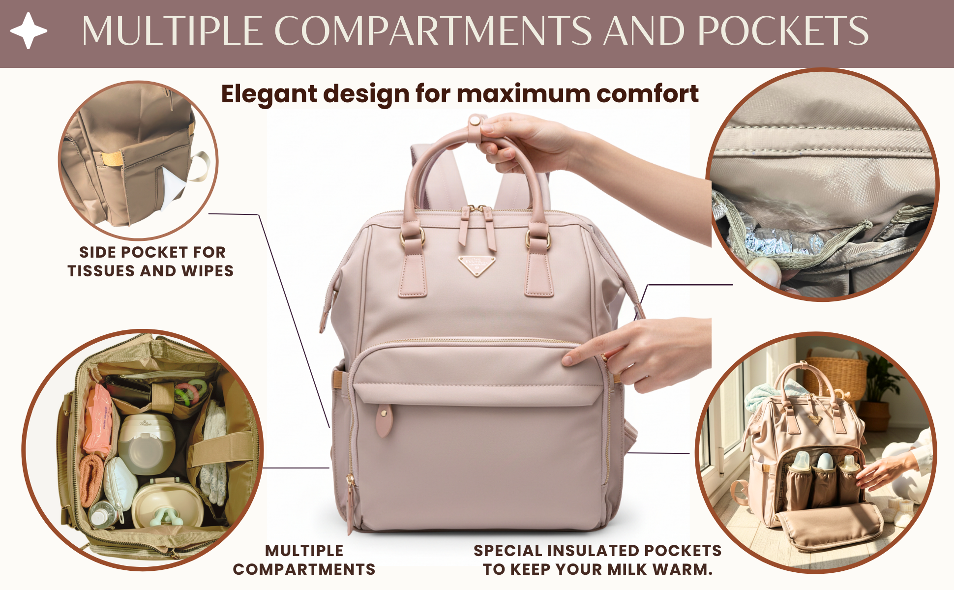 Cradleve Essentia Diaper Bag for Moms | Stylish & Spacious Mommy Bag with Insulated Bottle Pockets | Waterproof Recycled Nylon | Backpack, Tote & Stroller Bag (Fern Green) - Cradleve