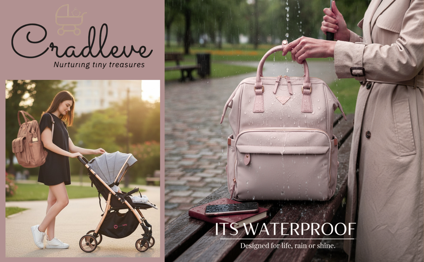 Cradleve Essentia Diaper Bag for Moms | Stylish & Spacious Mommy Bag with Insulated Bottle Pockets | Waterproof Recycled Nylon | Backpack, Tote & Stroller Bag (Fern Green) - Cradleve