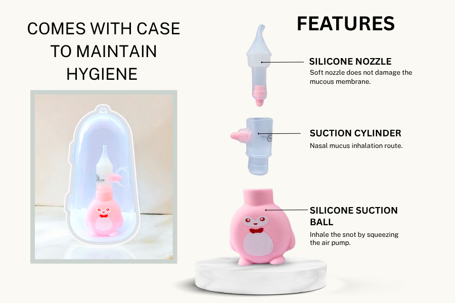 CRADLEVE Anti-Reflux Nasal Aspirator for Baby with Case (Pink)